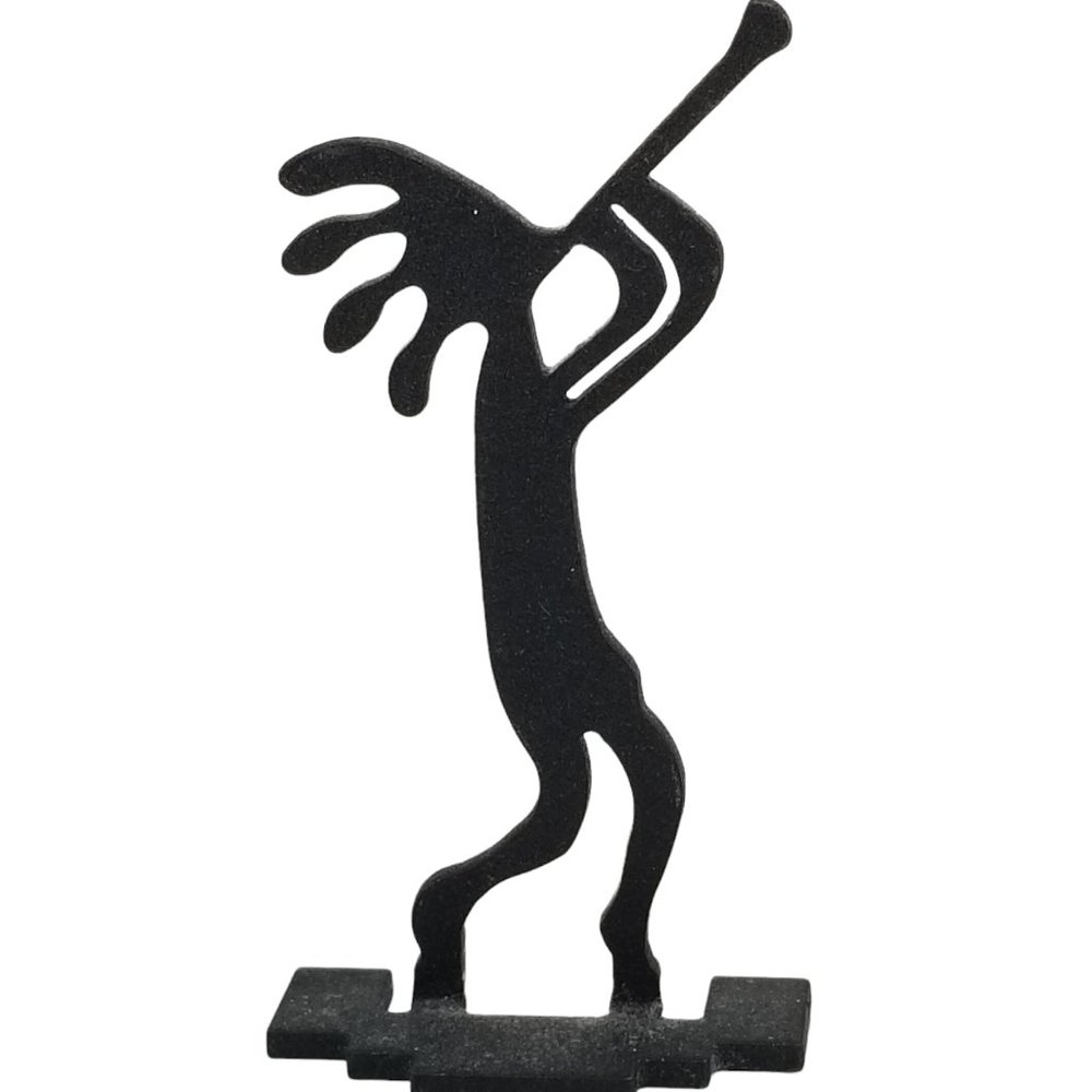Black Metal Mini Kokopelli Silhouette of Native American Spirit Flute Player